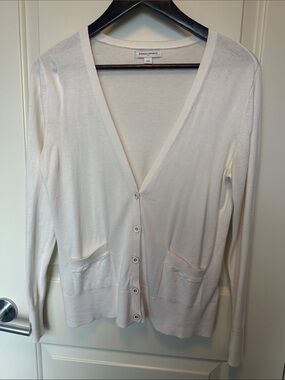 Banana Republic Cream V-Neck Button Front Cardigan